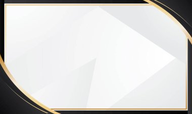 Beyaz arkaplan, siyah altın soyut kavisli köşeli çerçeve lüks sertifika için