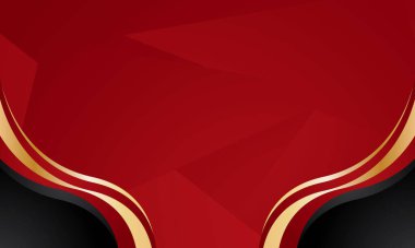 Soyut dalga köşe çerçevesi olan kırmızı altın arkaplan, lüks sertifika için mükemmel