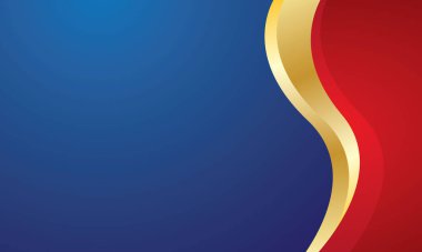 Mavi arkaplan dizaynında modern kırmızı altın dalga