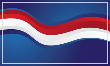 Mavi arkaplanda kırmızı beyaz dalgalar modern tasarım