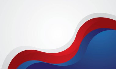 Beyaz arka planda soyut kırmızı ve mavi dalgalar