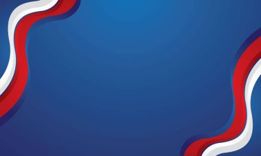 Mavi arkaplan dizaynında modern kırmızı beyaz dalga
