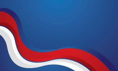 Mavi arkaplanda kırmızı beyaz dalga soyut