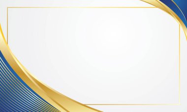 Lüks arka plan tasarımında mavi ve altın eğri