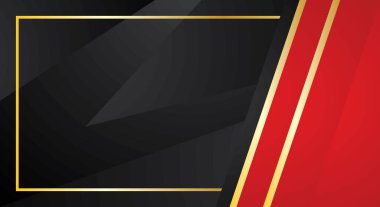 Soyut arka plan lüks siyah kırmızı ve altın çizgili şablon primi