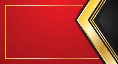 Soyut geometrik lüks kırmızı arka plan ve parlak altın kare köşe çizgileri. Lüks konsept vektör tasarımı element sertifikası, hediye kartı, davetiye, kartvizit kullanılabilir