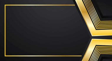 Sertifika için parlak altın geometrik çizgileri olan lüks siyah arkaplan
