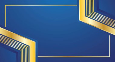 Altın soyut geometrik çizgilerle lüks mavi sertifika tasarımı arka planı