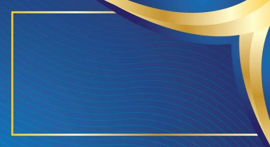 Modern mavi sertifika arka planında soyut altın çizgiler eğri dalgalı lüks