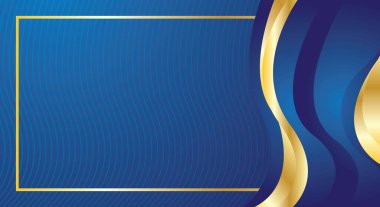 Modern mavi sertifika arka planında soyut altın çizgiler eğri dalgalı lüks stil