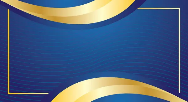 Modern mavi sertifika arka planında soyut altın çizgiler eğri dalgalı lüks stil