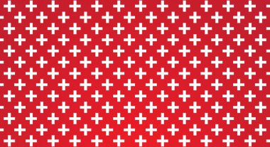 Kırmızı gradyan üzerinde beyaz haç sembolünün kusursuz deseni. Artı simge