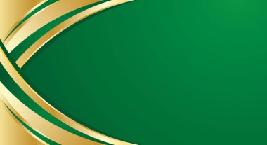 Lüks altın soyut kavis kenarlı yeşil eğimli arkaplan