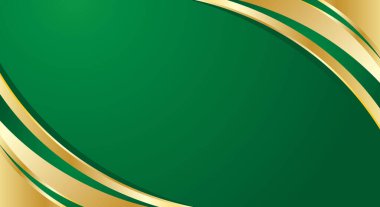 Altın soyut eğri kenar kenarlı yeşil eğimli arkaplan