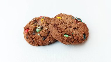 Sweet cookies with colorful choco chip topping