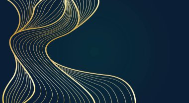 Çizgi sanat dalgasi altin arkaplan tasarimi