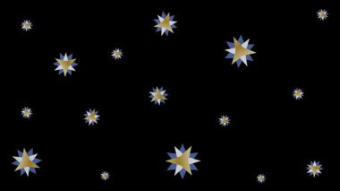 Koyu mavi arka planda parıldayan altın yıldızlar.