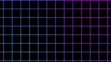 Siyah arka planda Mor Mavi hareketli ızgara animasyonu. 4K hareket grafik ögesi