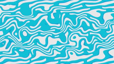 Mavi arkaplan üzerinde soyut dalga desenli animasyon, Hareket psikedelik renk 4K video