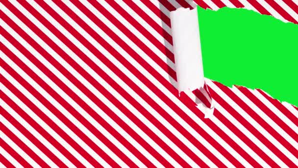 Papel Regalo Navidad Está Desgarrado Sobre Fondo Verde Stop Motion — Vídeos de Stock