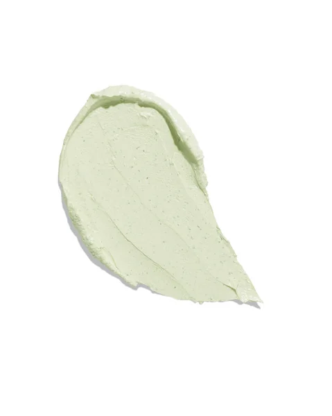 Groen Schoonheidsmasker Smeren Vlek Witte Achtergrond Cosmetische Huidverzorging Product Textuur — Stockfoto