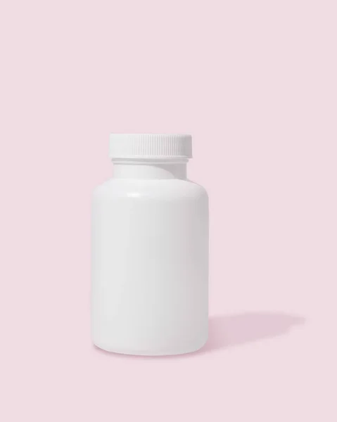 Пустая Белая Бутылка Пластиковой Трубки Розовом Фоне Mockup — стоковое фото