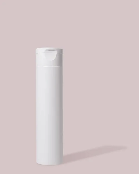 Косметическая Белая Пластиковая Трубка Розовом Фоне Макет Лосьона — стоковое фото