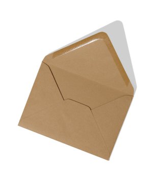 Beyaz arkaplan şablon modelleme üzerinde Kraft kahverengi kağıt zarf