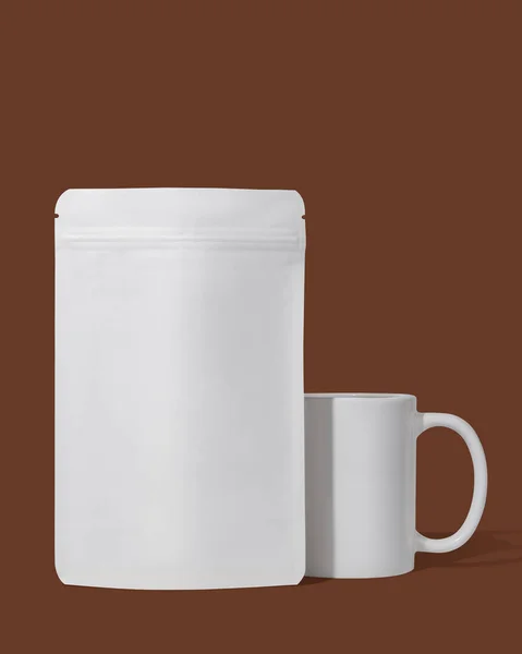 Białe Opakowanie Tekturowe Herbatę Kubek Markowe Opakowaniowe Makiety Herbaty Kawy — Zdjęcie stockowe
