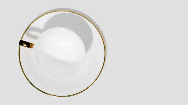 Draufsicht Auf Leere Kaffeetasse Und Untertasse Auf Weißem Hintergrund — Stockfoto