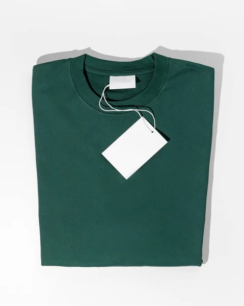 Naturlig Shirt Ekologisk Bomull Med Etikett Miljökläder Begreppet Hållbar Livsstil — Stockfoto