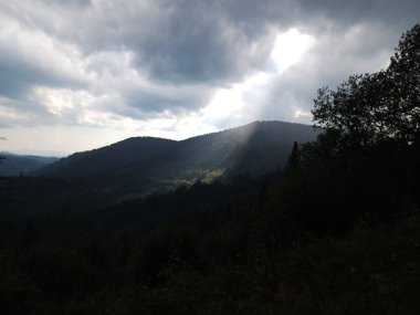 Arkasında bir dağ olan güzel bir manzara.