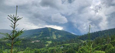 beautiful mountain scenery with clouds