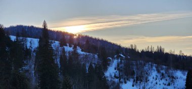 Güzel kış manzarası. Doğa, seyahat
