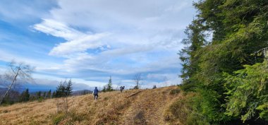 Dağlarda yürüyüş parkuru.