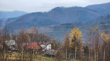 Karpatların köyünün manzarası