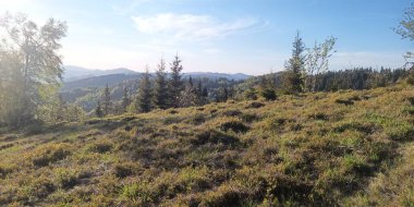 Sabahları dağların güzel manzarası.