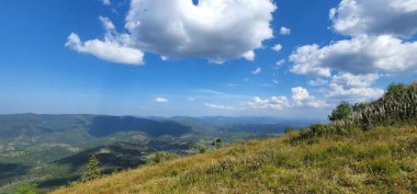 Arkasında bir dağ olan güzel bir manzara.
