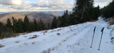 Kar ve dağlarla kaplı kış manzarası