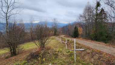 Ukrayna Karpatlarının sonbahar manzarası