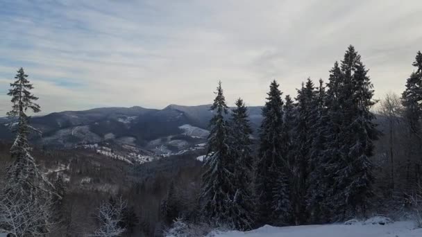 Sehen Sie Atemberaubende Ausblicke Frische Winterluft Auf Majestätische Berggipfel Trifft — Stockvideo