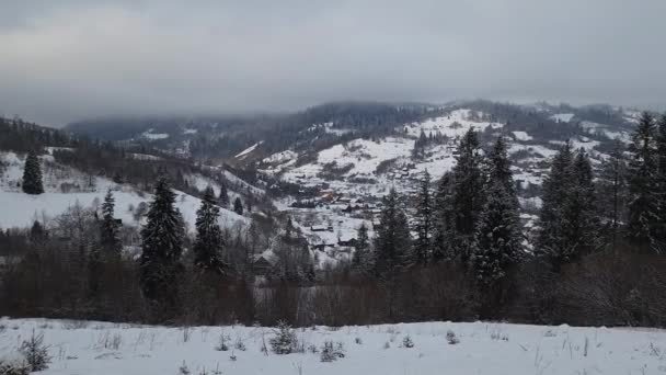 Winter Den Bergen Mit Bewölktem Himmel — Stockvideo