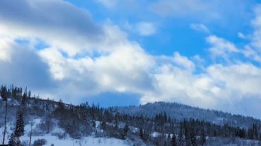 kış dağ manzarası, doğa, bulutlu gökyüzü, dağlar, kar, dağ, dağ