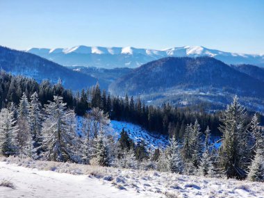 Dağlık karla kaplı kış manzarası