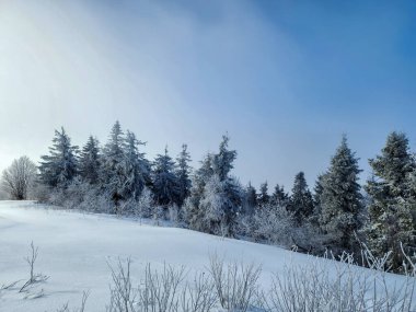 Dağlarda kış manzarası