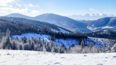 Karpat Dağları 'ndaki kış manzarası