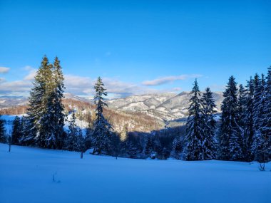 Kışın karlı dağlar