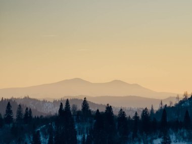 Karlı dağ manzarasının güzel bir görüntüsü