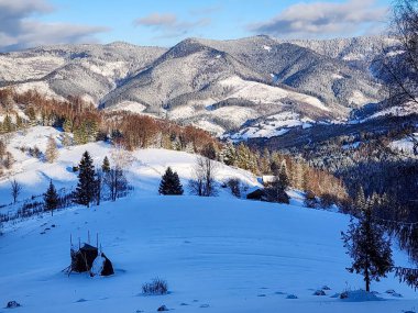 Karpat Dağları 'ndaki kış manzarası
