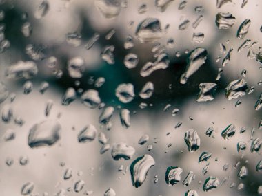 Üzerinde yağmur damlaları olan bir pencere.
